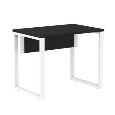 Imagem de Mesa Escritório P25 Tub Pandin 90 Cm (larg) Tampo Mdp Preto Pé Aço Tubular Branco