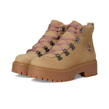 Imagem de Timberland Bota feminina Stone Street Mid com cadarço plataforma, Nobuck bege médio, 37