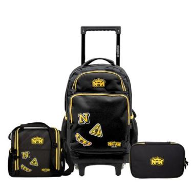 Imagem de Kit Mochila Escolar Meninos Rodinhas Natan Por Aí Lancheira Estojo Ori