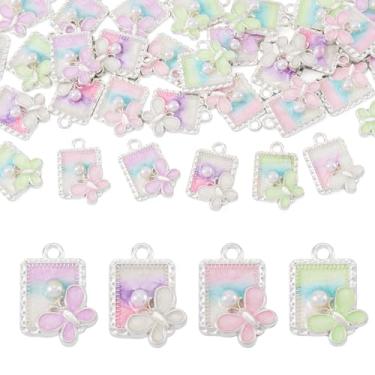 Imagem de Spritewelry Pingentes de flores esmaltadas, pingentes de flores de pintura a óleo 3D, pingentes dourados ocidentais para fabricação de joias, pingentes de esmalte vintage de liga para colar, pulseira