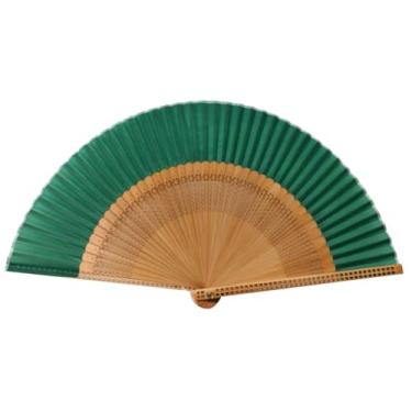 Imagem de Tecido dobrável de mão para leque de 21 cm, costelas de bambu, estilo chinês, leque de mão, casamento, lembrancinha de festa, dança, decorações de casa (verde militar)