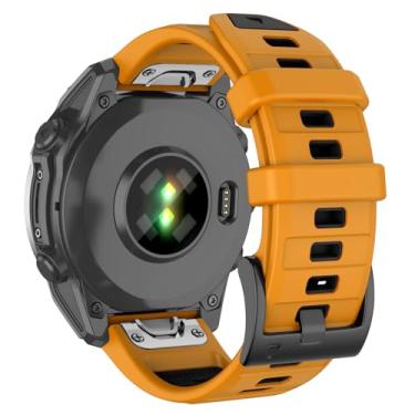 Imagem de Velocarer Pulseira de silicone QuickFit de 26 mm para Garmin Fenix 8/7X/7X Pro/6X/6X Pro/5X/5X Plus (51 mm), Epix Pro 51 mm, Tactix 8/7/7 Pro, para smartwatch Enduro 3/2, laranja e preto