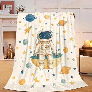 Imagem de Cobertor de astronauta, supermacio, quente, fofo, flanela, espaço, cobertor, aconchegante, felpudo, roupa de cama, cobertores presentes para mulheres, crianças, meninos, meninas, adultos, 127 x 101 cm