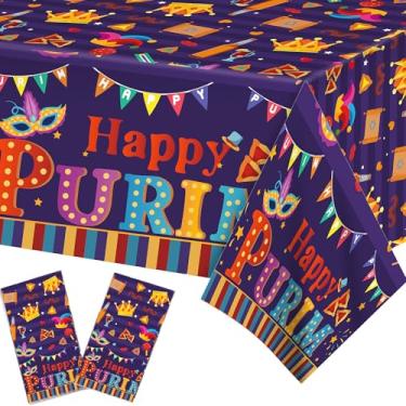 Imagem de Parrtty Hurrican Conjunto de 2 toalhas de mesa roxas de bolinhas roxas, capa de mesa descartável, perfeita para piqueniques ao ar livre, aniversários e outras festas temáticas