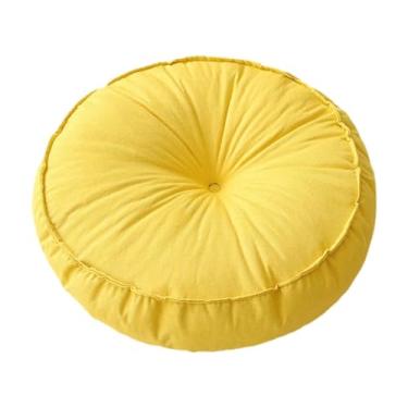 Imagem de KiBcsLic Almofada Redonda para Chão, Almofada para Sentar, Almofada de Meditação de 45x10cm para Sentar No Chão, Sofá, Cama, Quarto, Amarelo, Tamanho real