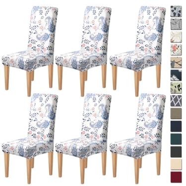 Imagem de Dioxide Capas de cadeira de alta elasticidade para cadeiras de jantar, conjunto de 6 capas de cadeira de jantar laváveis, capas de assento macias para cadeiras de cozinha, protetores de cadeira
