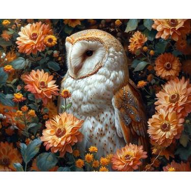 Imagem de XTXGERL Pintura por número para adultos, retiro de coruja mística, pinturas faça você mesmo, pintura acrílica, decoração de quarto, kits de pintura masculina 40,6 x 50,8 cm (sem moldura)