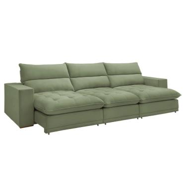 Imagem de Sofá Retrátil E Reclinável Martinho Boucle Verde 4,10m