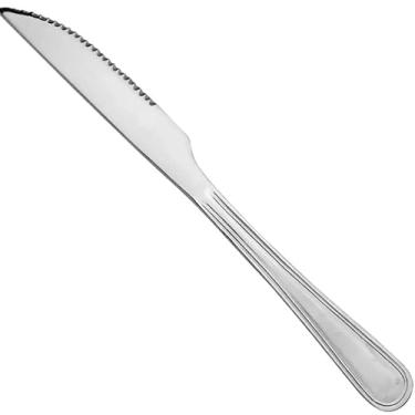 Imagem de Kit 12 Faca Sobremesa Aço Inox Talher Buffet Restaurante 17cm Prateada Serras