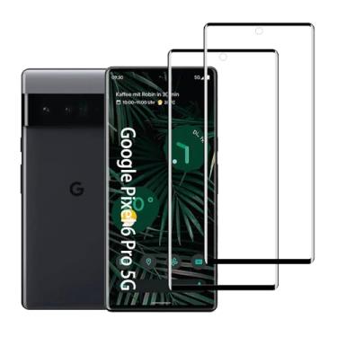 Imagem de YIFNTANG [Pacote com 2 protetores de tela de vidro temperado para Google Pixel 6 Pro 5G, curvado 3D, dureza 9H, antiarranhões, transparente HD, compatível com Google Pixel 6 Pro 5G