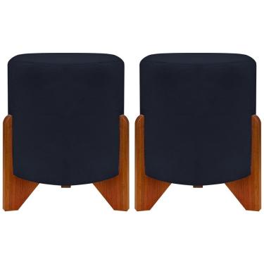 Imagem de Kit 2 Puffs Decorativo Redondo Confortável Para Sala Quarto Penteadeira Eloah Suede