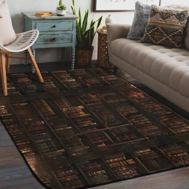 Imagem de Tapete de área para sala de estar, lavável à máquina, estante, livro educativo, antiderrapante, tapete macio, para sala de estar, quarto, sala de jantar, berçário, cozinha, decoração de casa