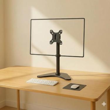 Imagem de Kit Suporte Monitor com Braço Articulado Ergonômico + Organizador de Cabos Adesivo – Ajuste Vertical Flexível, Ideal para monitor vertical | Design Compacto para Monitores de 10” a 27”