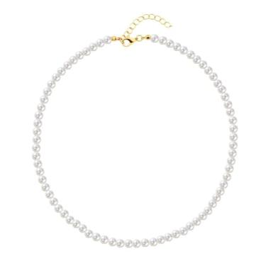 Imagem de Colar feminino de pérolas de 6 mm, presente de casamento para noivas, damas de honra, ajustável, branco, pérolas falsas, colar para mãe, amiga, esposa, dia dos namorados, presente de Natal