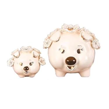 Imagem de Cofrinho de cerâmica estilo europeu, mobiliário de quarto criativo com design elegante, decoração de interiores caixa de poupança de dinheiro (pequena)