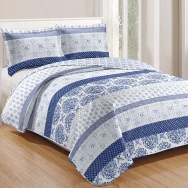 Imagem de Kit Cobre Leito Colcha Mix King Estampado Dupla Face Floral 3 Peças - Suelen