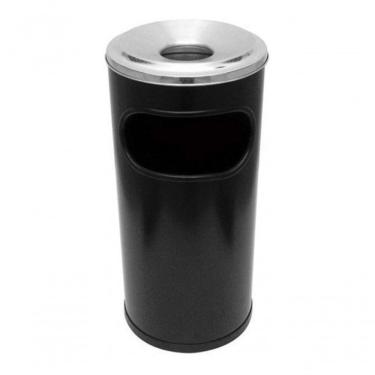 Imagem de Lixeira Cinzeiro 22l Em Plastico Aro Alumínio Bituqueira