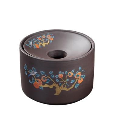 Imagem de Cinzeiro Cinzeiro de barro roxo com tampa em formato funil para uso doméstico na sala estar, escritório e mesa chá, evitando que as cinzas se espalhem