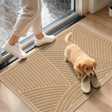 Imagem de HIYARD Tapete de porta frontal durável, tapete de porta de boas-vindas absorvente e lamacento resistente à sujeira ao ar livre, interno, tapete de entrada antiderrapante para entrada de baixo perfil