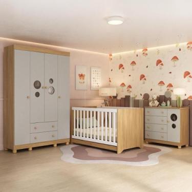 Imagem de Quarto De Bebê Completo Com Berço Americano 3 Em 1 Bombom Multimóveis 