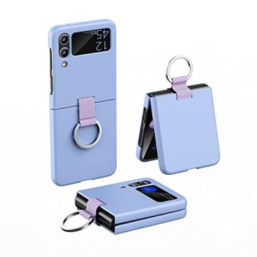 Imagem de MATEPROX Capa para Samsung Galaxy Z Flip 4 com anel, capa protetora ultrafina e leve com forro interno flocado para Samsung Galaxy Z Flip 4 5G (azul lavanda)