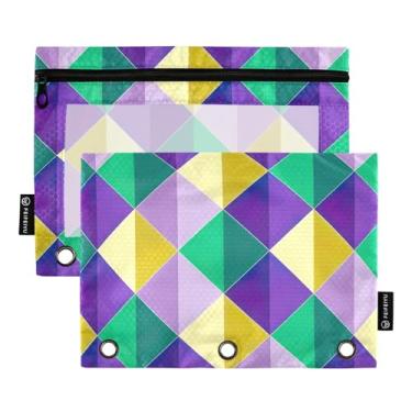 Imagem de Wassud Pacote com 2 pastas de fichário coloridas quadradas com 3 furos, pasta organizadora de arquivos para casa, escritório