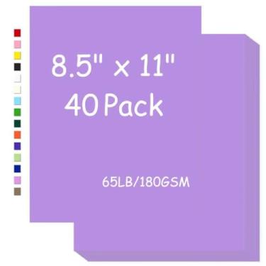 Imagem de Cartolina 8,5 x 5,3 kg, papel branco brilhante, capa de 180 g/m² para impressora, papel de cartão de cópia para impressão, convites, etiquetas de presente, Natal (roxo claro, 40 folhas)