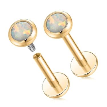 Imagem de GAGABODY G23 Brincos de titânio Labret Studs 16 g Anéis de lábio 6/8/10 mm Brinco Tragus Labret Joias Opala Top Helix Piercing Piercing Cartilagem Piercing Medusa Piercing, Sem Pedra Preciosa