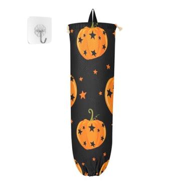 Imagem de xigua Suporte de parede para saco de plástico de abóboras de Halloween com cordão, pacote com 2, organizador de sacolas de compras reutilizáveis, decoração para bolsas, meias, roupas íntimas e