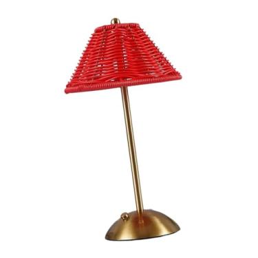 Imagem de MotiveTech Luminária de mesa sem fio, portátil, LED, com intensidade regulável e 3 cores, ideal para iluminação noturna, perfeita para quartos infantis e salas, Vermelho