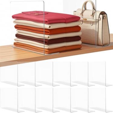 Imagem de Lebouri Divisórias de prateleira para organização de armário: 30,5 cm de altura x 30,5 cm de profundidade Divisórias de prateleira de acrílico para bolsa de suéter de roupas - Organizadores de armário