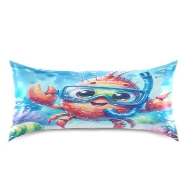 Imagem de Burbuja Linda fronha de cetim de caranguejo pequeno para cabelo e pele tamanho king size 50,8 x 101,6 cm, capa de almofada super macia antirrugas com fecho de envelope