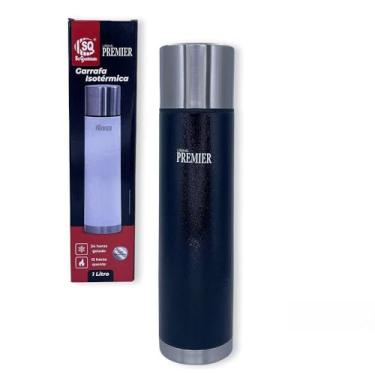 Imagem de Garrafa Térmica Isotérmica Inox, Preta, 1 Litro, 24 Horas Gelado, 12 Horas Quente