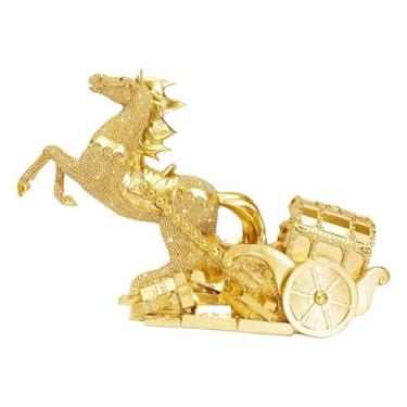 Imagem de Wswqop Estátua de Cavalo, Escultura Animal, Decoração, Estatueta de Resina, Ornamento para Mesa, Centro de Mesa, Escritório, Lareira, Estante de Livros, Ouro