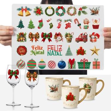Imagem de Graviarte - Cartela Adesivos Natalinos Decoração Natal Papai Noel DTF UV -