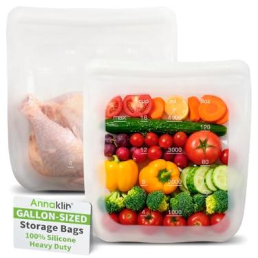 Imagem de Sacos para freezer 100% de silicone, extra grandes, reutilizáveis, sacos de armazenamento de silicone de 3,5 litros, à prova de vazamento para alimentos a granel e porções grandes, freezer