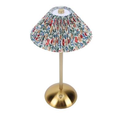 Imagem de ASHATA Abajur Plissado, Abajures Sem Fio Recarregáveis, Mesa de Cabeceira Moderna, Luz Noturna Com Toque de Escurecimento Com Base de Metal, para Mesa de Quarto, Berçário, Sala de Estar (Estilo 3)