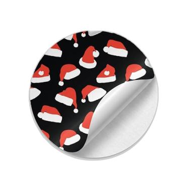 Imagem de Adesivos Natalinos 25 Unidades Redondos Com Estampa de Chapéus de Papai Noel - Tamanho 50x50cm
