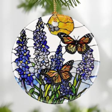 Imagem de Enfeite de borboleta e lavanda, enfeite de Natal – decoração de árvore de Natal, decoração de férias, material de meias, ideia de presente festivo, presentes para amantes de flores, amantes de