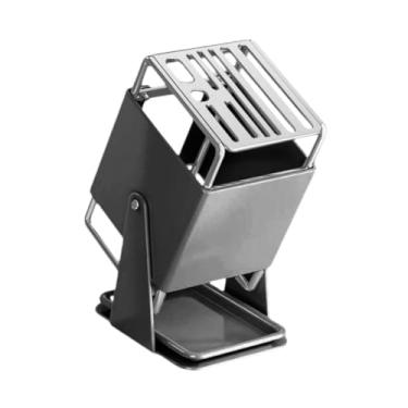 Imagem de Generic Suporte universal para facas de cozinha, moderno e estável, com bandeja escorredora, em aço inoxidável (sem facas), ideal para, Cinza