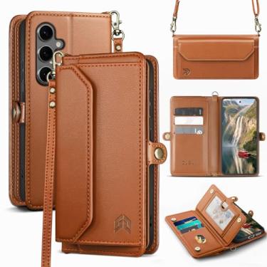 Imagem de DJBull Capa carteira para Samsung Galaxy S25 Plus com suporte para cartão, alças de ombro e pulseira, couro PU macio, encaixe magnético, capa de telefone flip para mulheres e homens para Samsung S25