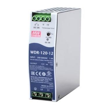 Imagem de Mean Well 120W Bancadas Industriais Din Rail Com SaíDa úNica Fonte De AlimentaçãO Para RáDio Amador Fonte De AlimentaçãO De Computador VariáVel 12V 10A (WDR-120-12 12V/10A/120W/Input Industrial)