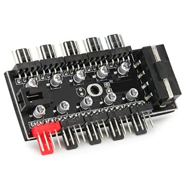 Imagem de Cocoarm Hub de Ventoinha para PC Divisor PWM Controlador de Ventoinha de Computador Regulador Hub PWM de 10 Portas 4pin Com Alimentação SATA para de Gabinete 12V 3pin 4pin (Grande interface 4D)