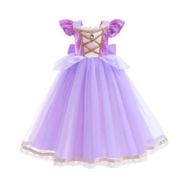 Imagem de Vestido de Princesa Rapunzel para Crianças - Fantasia de Cosplay Enrol