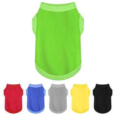 Imagem de Eleve o quociente de moda do seu cão com camisas de algodão sem mangas coloridas e respiráveis! Roupa perfeita para animais de estimação para cães pequenos a médios, verde PPP