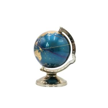 Imagem de Cofre Globo Mapa Secreto Elegante Plástico Resistente Guarda Objetos Moderno Decoração Ambiente (Azul com Dourado)