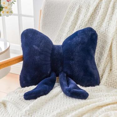 Imagem de XVTRU Almofada de arco marinho, almofadas decorativas de arco macio com pele de coelho sintética, almofadas de arco fofas de 30,5 cm, decoração de casa estética em forma de laço travesseiro de pelúcia