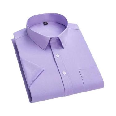 Imagem de Camisa Social Masculina Slim Fit Antirrugas De Manga Curta Branca Com 