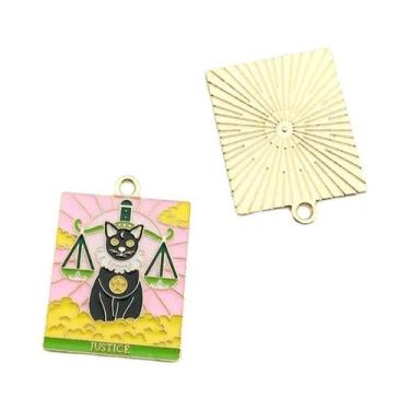 Imagem de Pingentes De Tarô Gato Sol E Lua 21x28mm Em Liga De Metal Esmaltado Pa