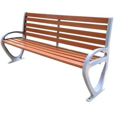 Imagem de Bancos de jardim ao ar livre, bancos de móveis, banco de pátio ao ar livre, cadeira de jardim, com moldura de alumínio e assentos de madeira de plástico, para varanda, gramado, varanda, quintal e